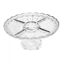 Petisqueira 30cm Diâmetro Com 5 Divisões Starry Com Pé Em Cristal Ecológico
